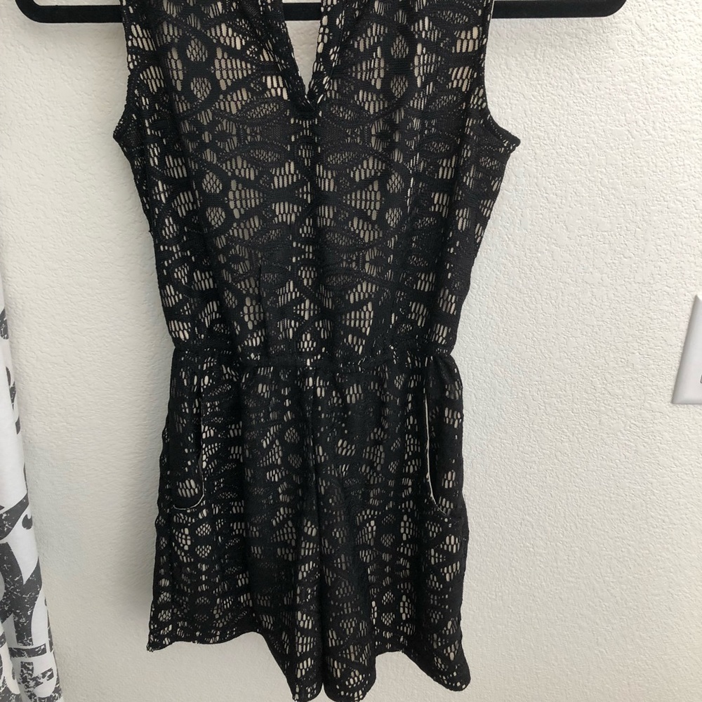 Black and nude romper xhilaration